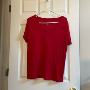Red “A New Day” V-Neck tee